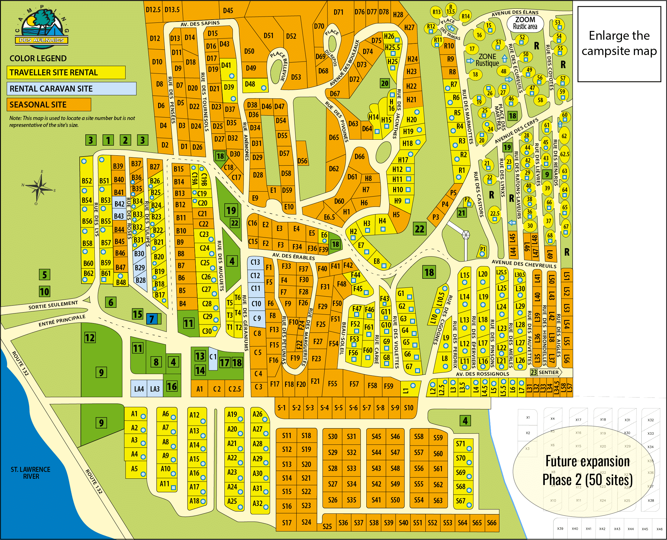 Camping des Aulnaies - Campsite Map